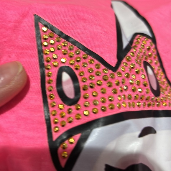 Sparkle by Stoopher 5/6 hot pink high low hemline short sleeve rabbit bling t - Picture 5 of 8